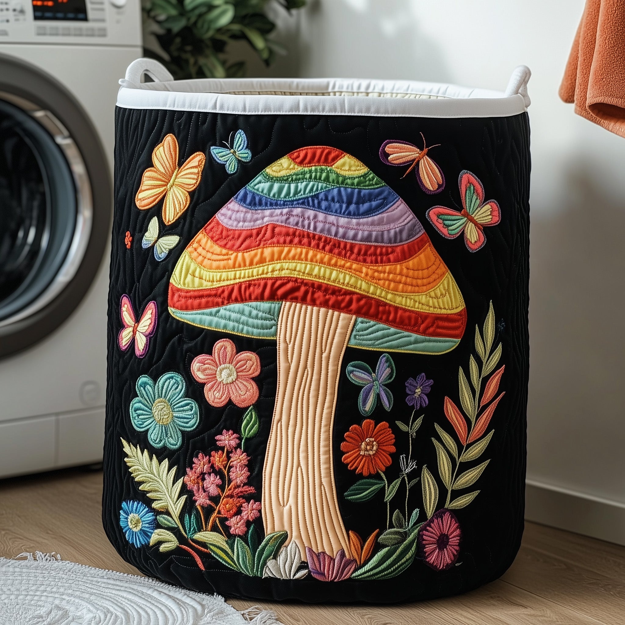 Toadstools Quilted Laundry Basket Lovely Gifts For Mushroom Fans
