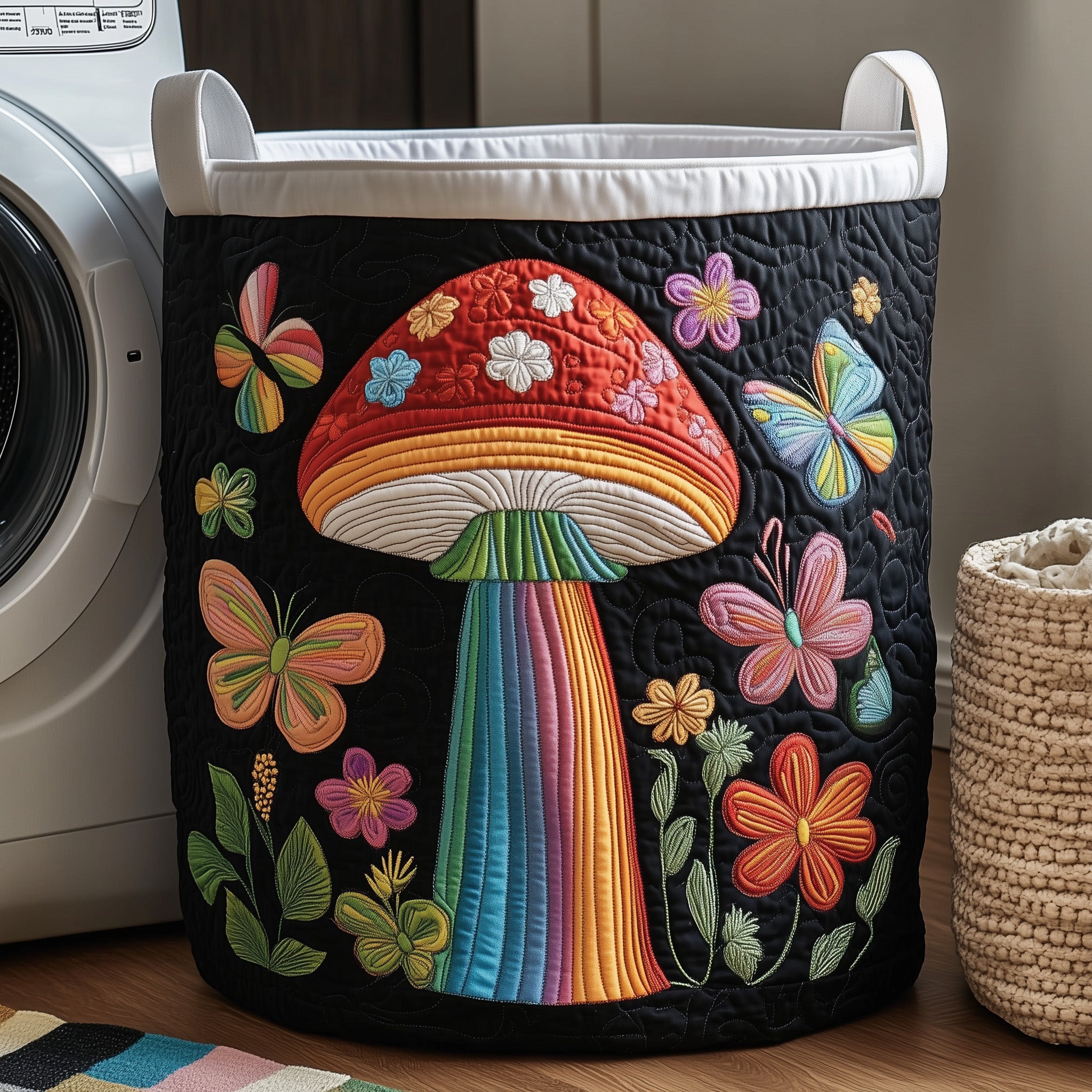 Toadstools Quilted Laundry Basket Lovely Gifts For Mushroom Lovers