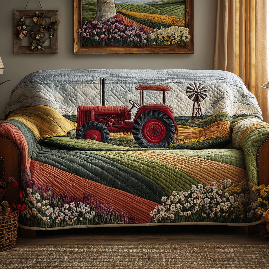 Tractor Blossom Quilted Sofa Cover Home Decor Daisy Gifts For Mom