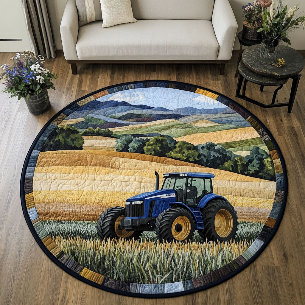 Tractor Pathway Quilted Round Mat Foyer Decor Ideas Gifts For Farmer Husband