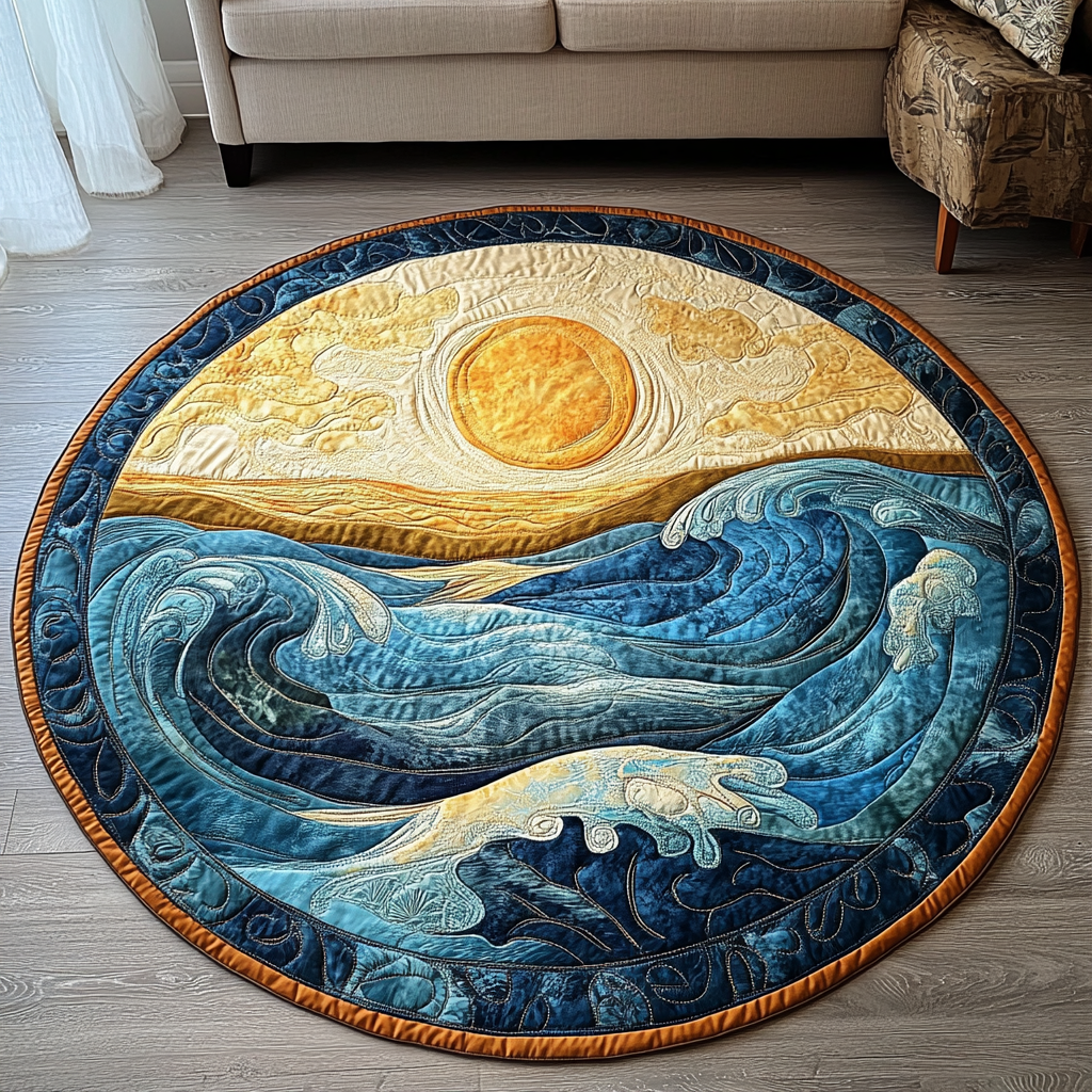 Tranquil Tides Quilted Round Mat Home Entrance Decor Ideas Cute Christmas Tree Theme