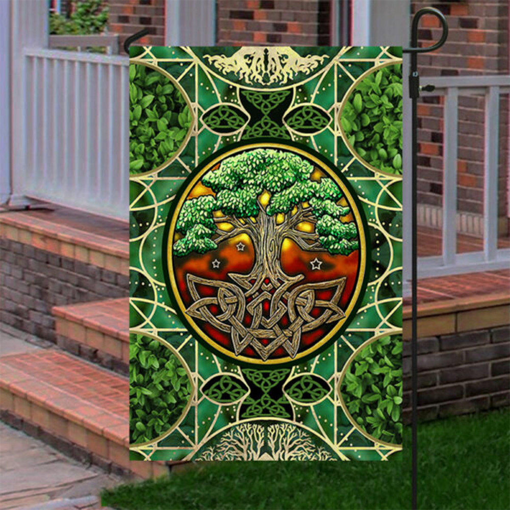 Tree Of Life Flag Beautiful Irish Celtic Tree Of Life St Patrick's Green Irish Outdoor Garden Flag