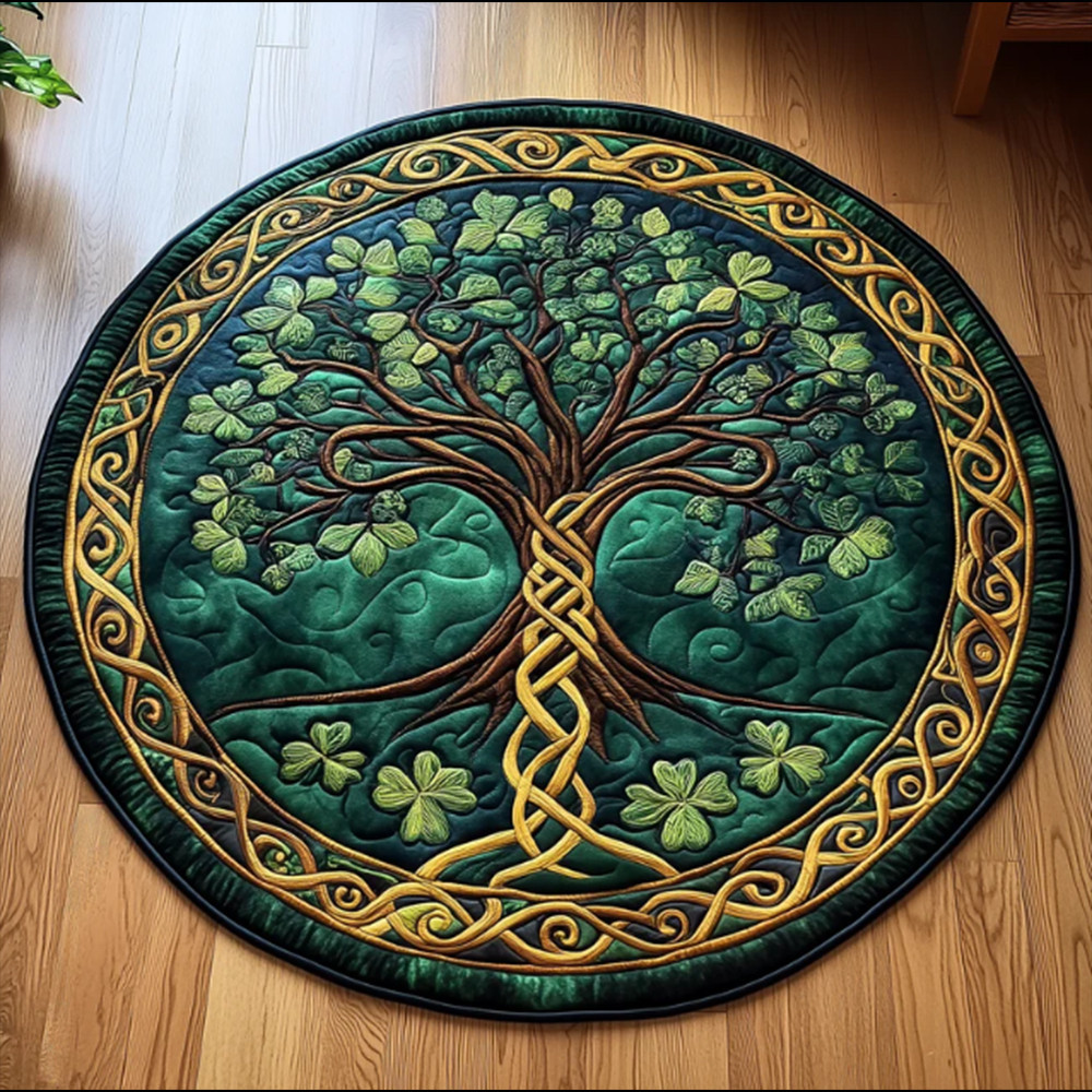 Tree Of Life Quilt Round Mat St Patrick's Day Mat Unique Idea Gift For Irish
