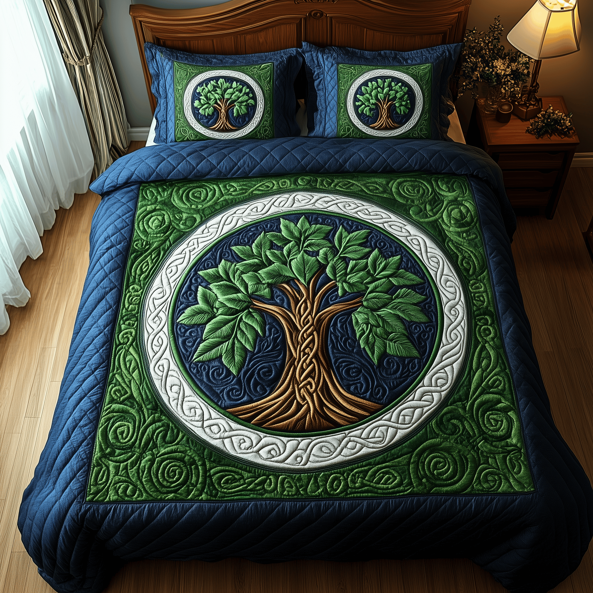 Tree Of Life Quilted Bedding Set Happy St Patrick's Day Duvet Cover Best Irish Gifts