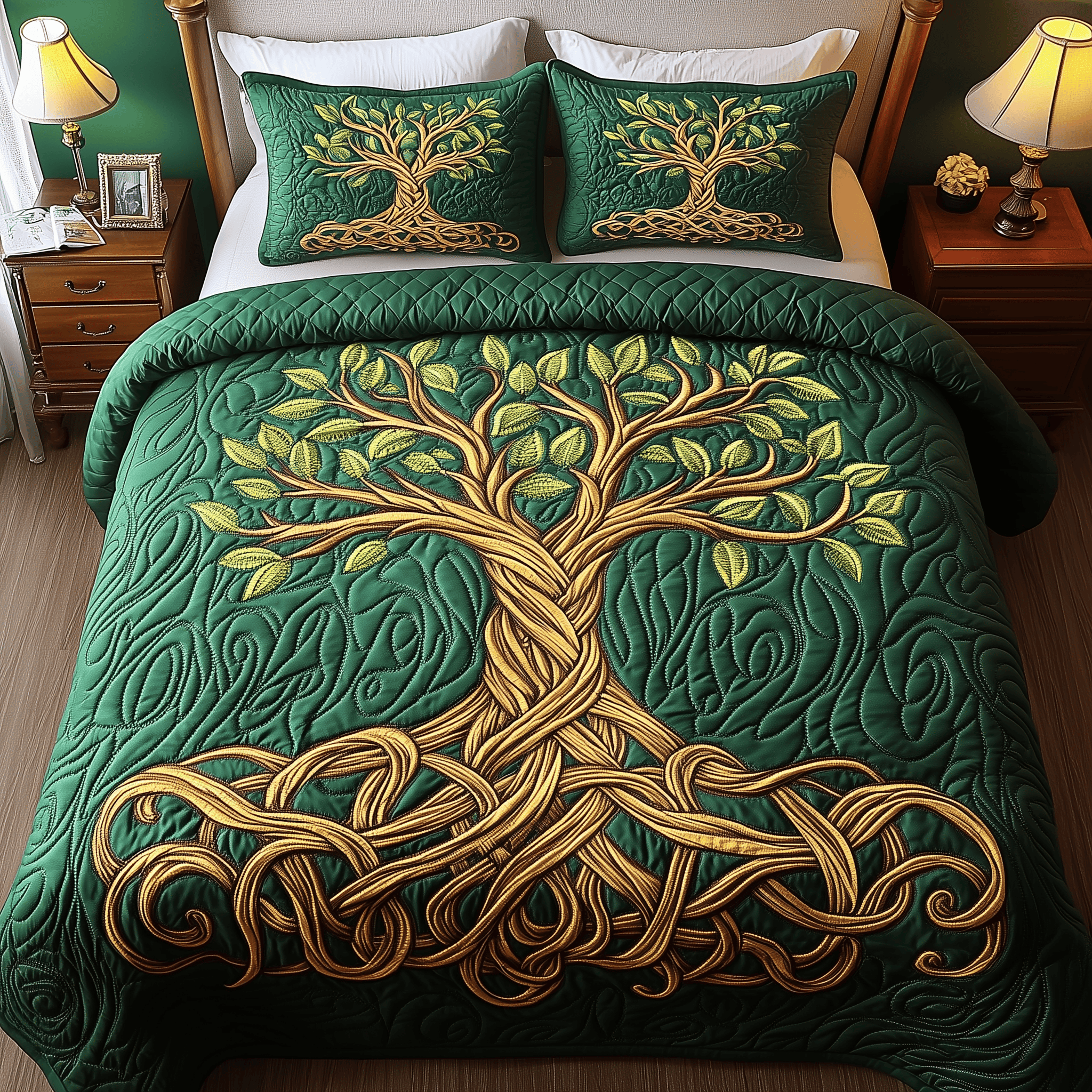 Tree Of Life Quilted Bedding Set Happy St Patrick's Day Duvet Cover Meaningful Irish Gifts