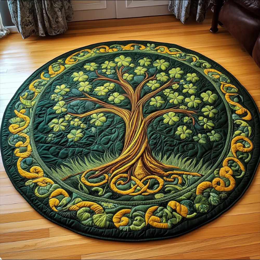 Tree Of The Life Patrick's Day Quilt Round Mat Unique Idea Gift For Irish