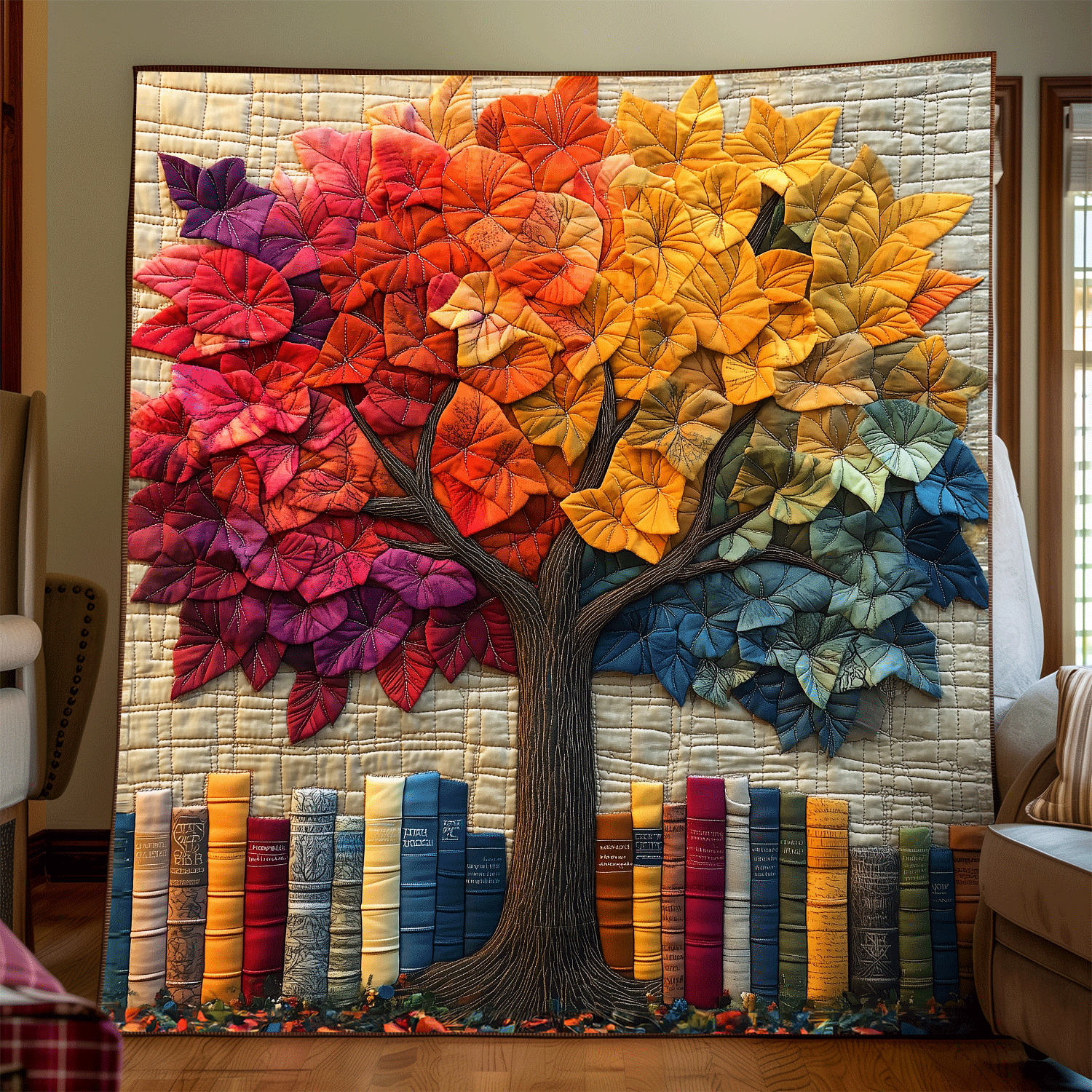 Tree Of Wisdom Quilted Blanket Bedding Decor Best Gifts For Book Readers