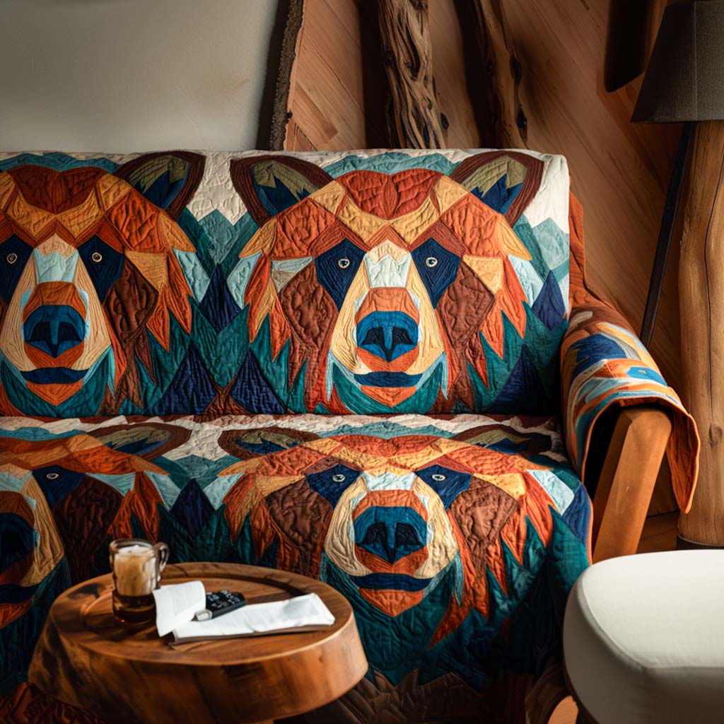 Tribal Bear Quilted Sofa Cover Home Decorattions Great Gifts For Deer Hunters