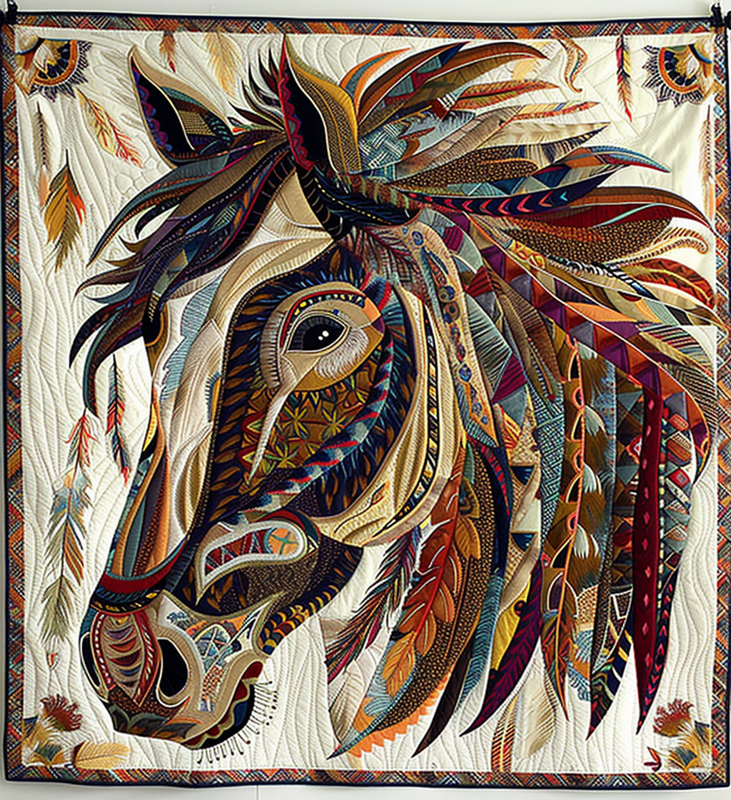 Tribal Gallop Quilted Blanket Good Bed Sheet Sets Cool Native American Presents