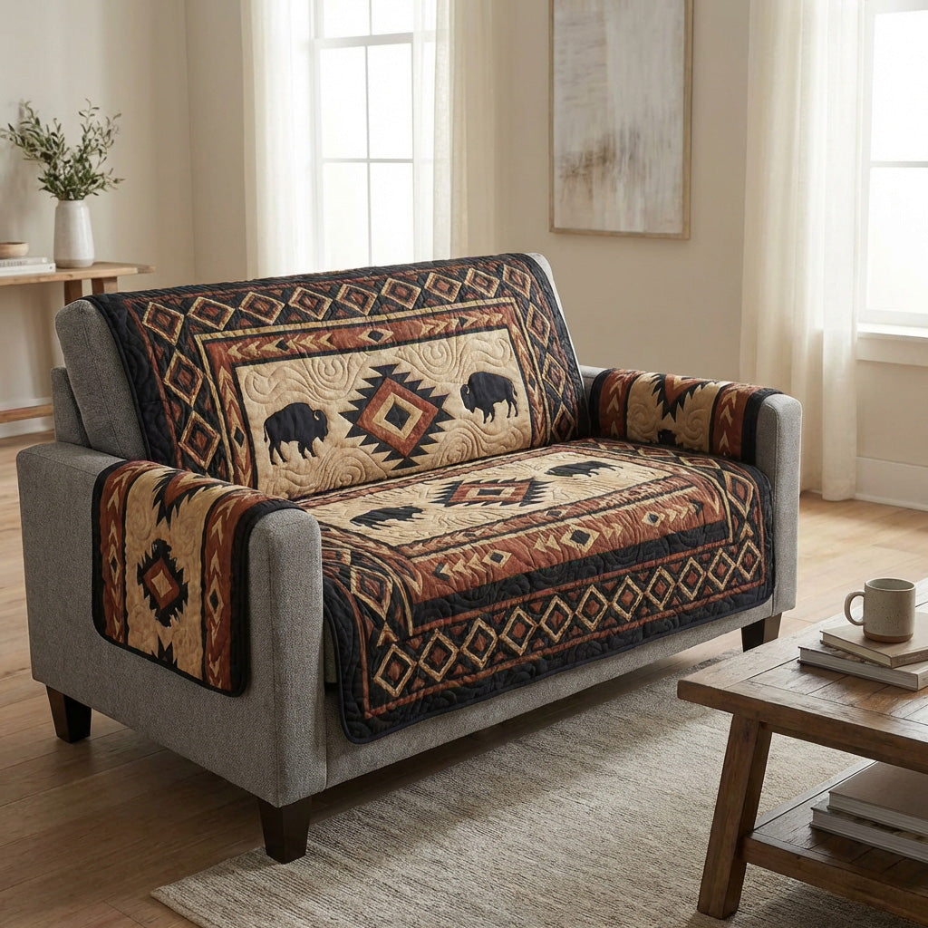 Tribal Horizon Quilted Sofa Cover Large Couch Cover Native American Gift Shop