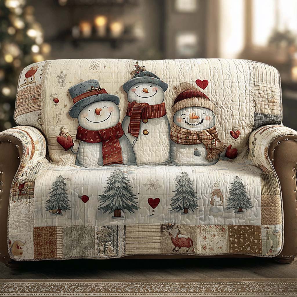 Trio Frosty Patchwork Quilted Sofa Cover Christmas Decor Family Xmas Present Ideas
