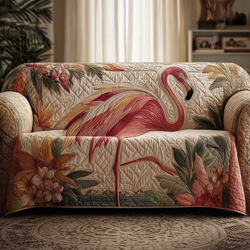 Tropical Flamingo Quilted Sofa Cover The Best Slipcovers Gifts With Flamingos On Them