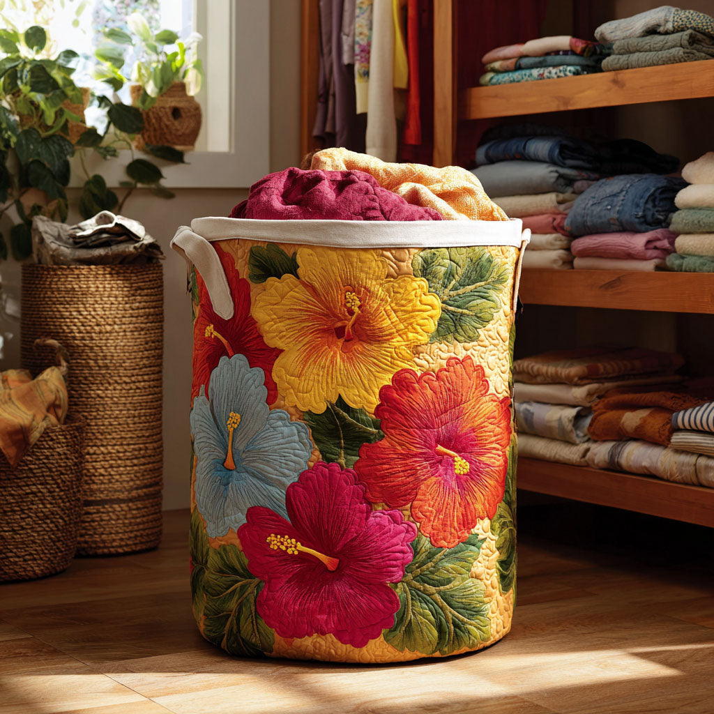 Tropical Glow Quilted Laundry Basket Decorative Quilted Laundry Basket for Neat Spaces