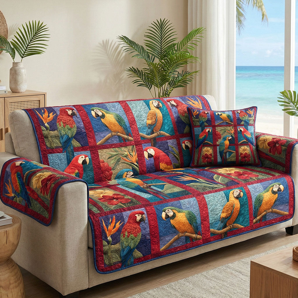 Tropical Mosaic Quilted Sofa Cover Living Room Sofa Covers Best Gifts For Beach Lovers