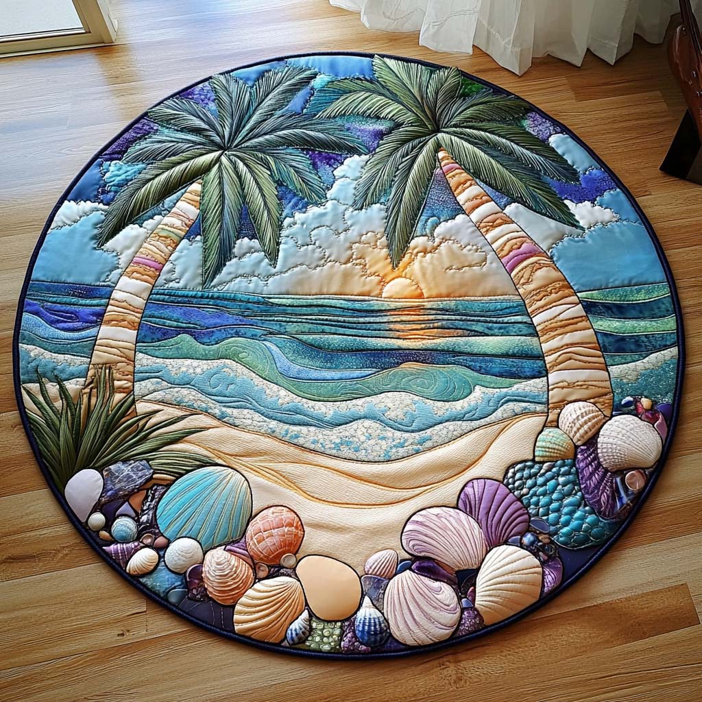 Tropical Sunset Quilted Round Mat Entryway Decor Great Gifts For Beach Lovers