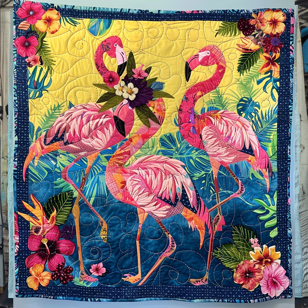 Tropical Tranquility Quilted Blanket Boho Bedroom Ideas Cool Flamingo Gifts