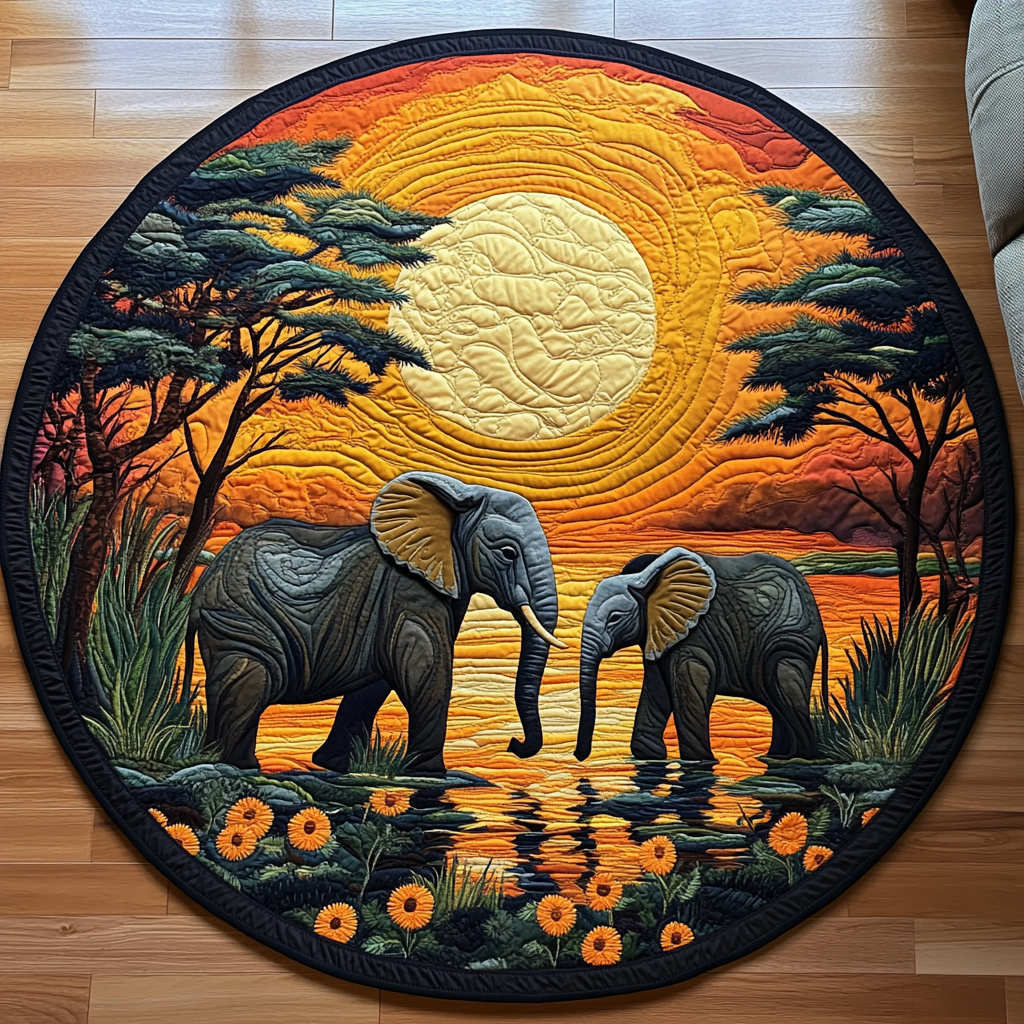 Trunk Trails Quilted Round Mat Front Door Decor Christmas Floral Gifts