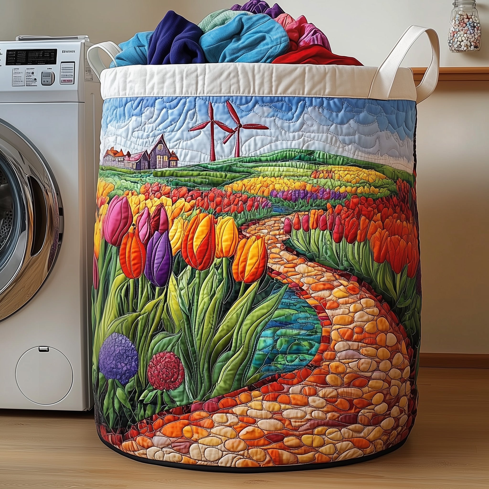 Tulip Blooms Quilted Laundry Basket Adorable Gifts For Tulip Lovers