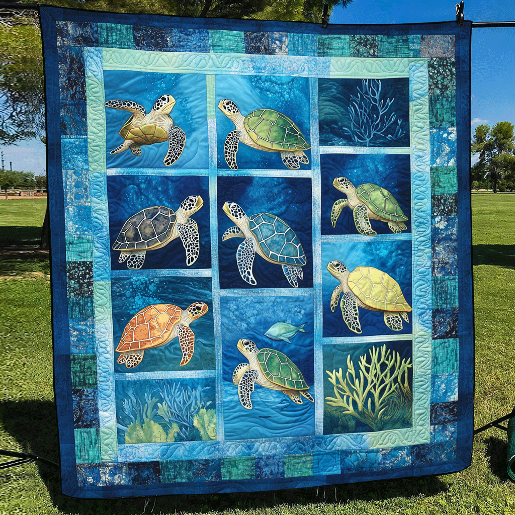 Turtle Bay Comfort Quilted Blanket Bedsheet Comforter Set Turtle Gifts For Mother's day