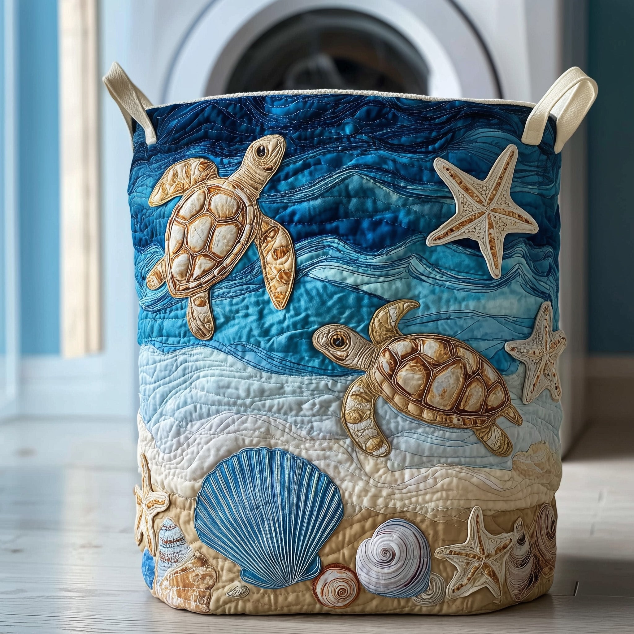 Turtle Drift Quilted Laundry Basket Adorable Gifts For Sea Turtle Fans