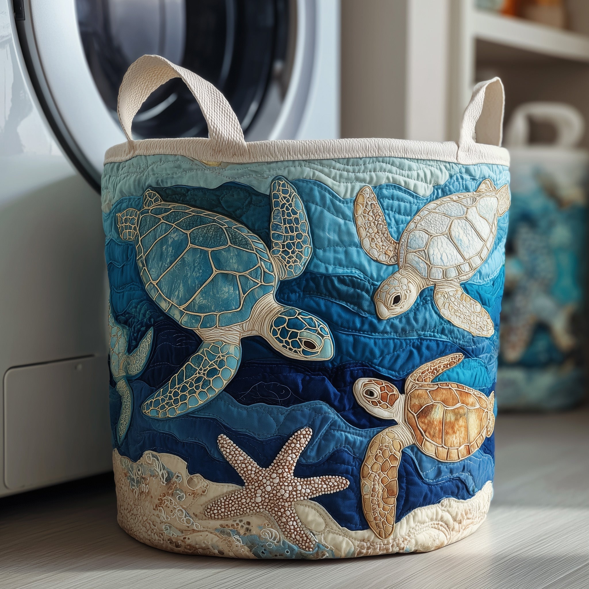 Turtle Drift Quilted Laundry Basket Lovely Gifts For Turtle Lovers