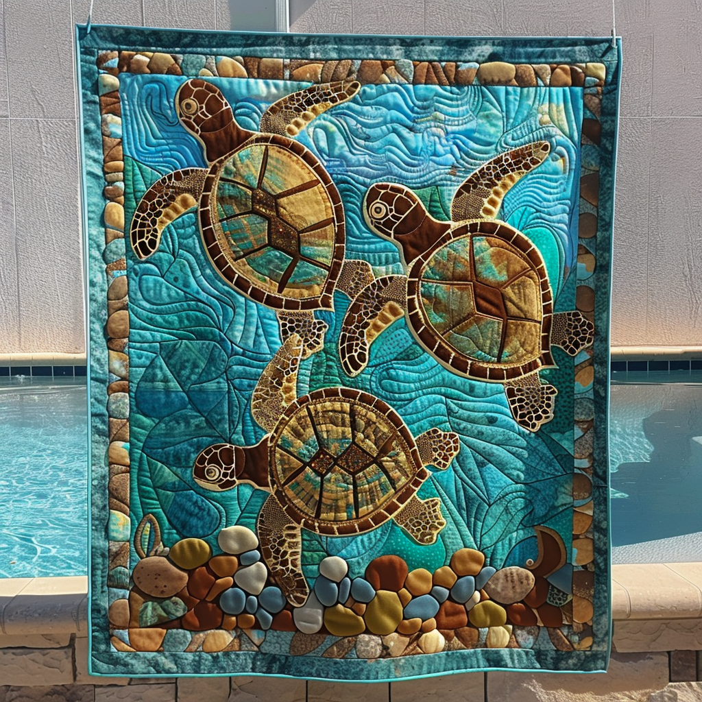 Turtle Harmony Quilted Blanket Bedding Decor Turtle Gifts For Mom