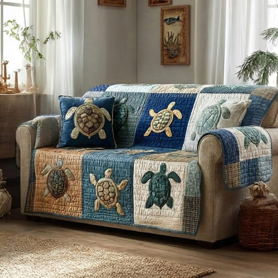 Turtle Journey Quilted Sofa Cover Sofa Covers For Sale Turtle Gift Ideas
