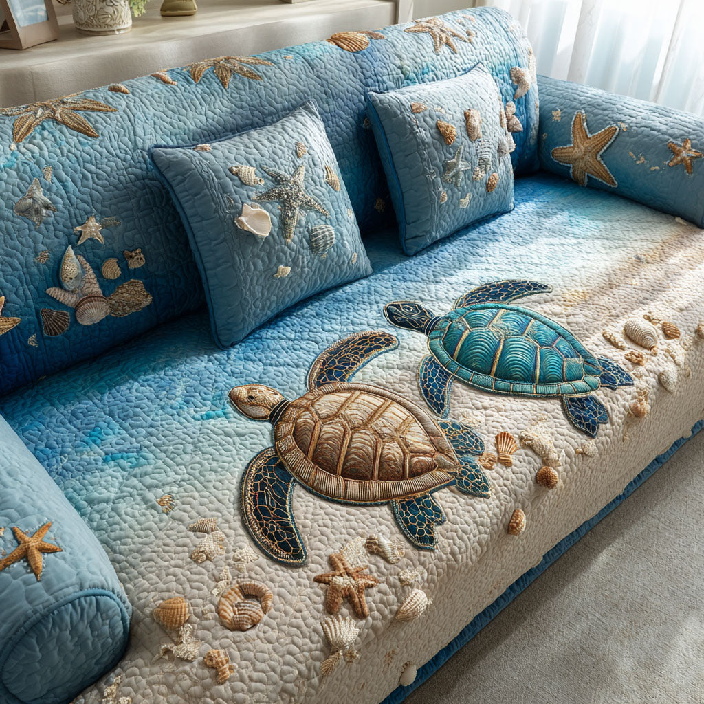 Turtle Lagoon Coast Quilted Sofa Cover Sofa Protector Gift Ideas For Sea Turtle Lovers