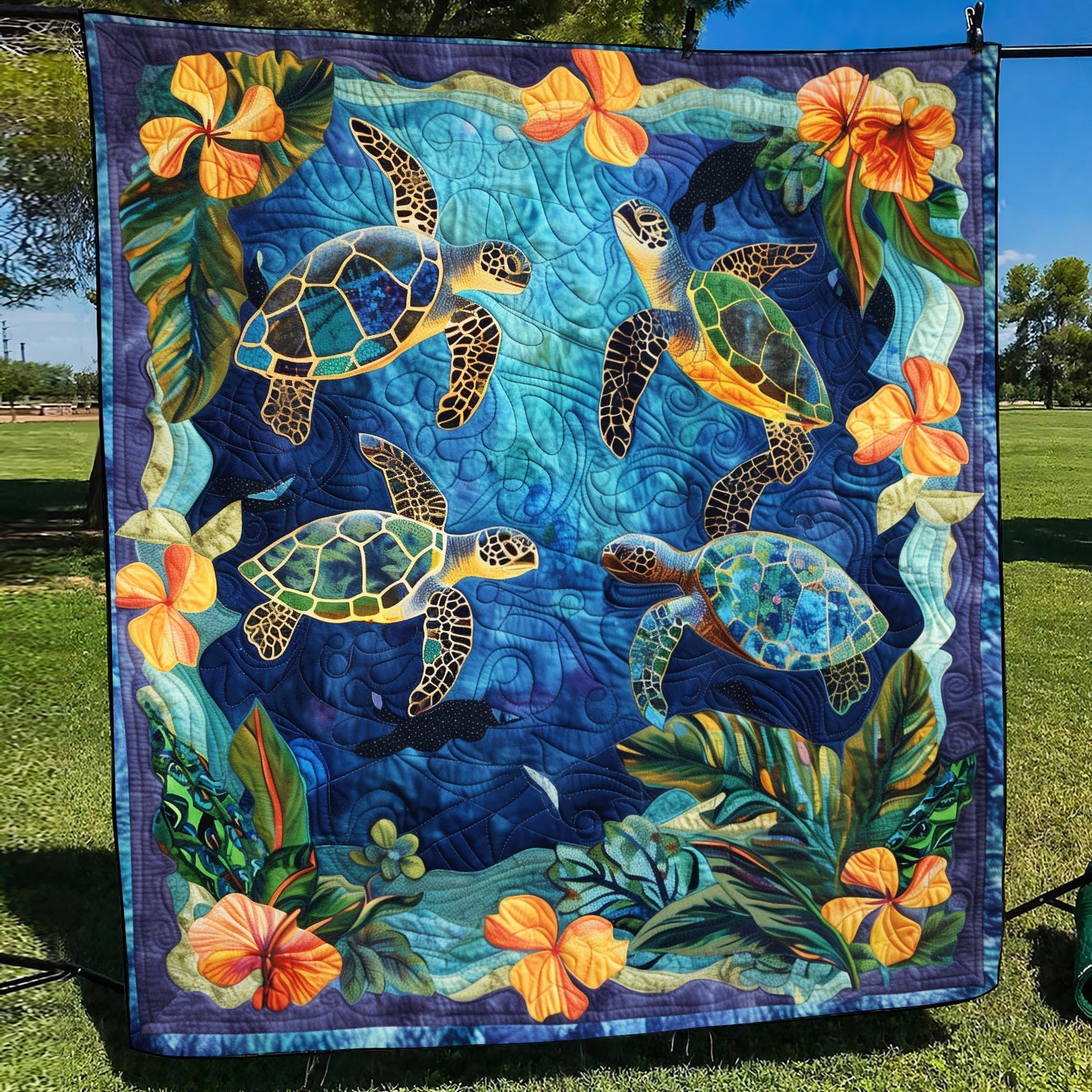 Turtle Lagoon Quilted Blanket Bedding Ideas Cute Turtle Themed Gifts