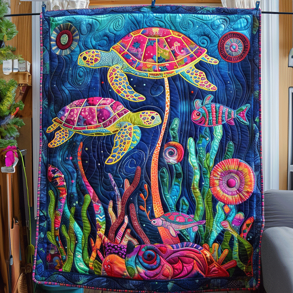 Turtle Oasis Quilted Blanket Best King Bed Sheets Presents For Turtle Lovers