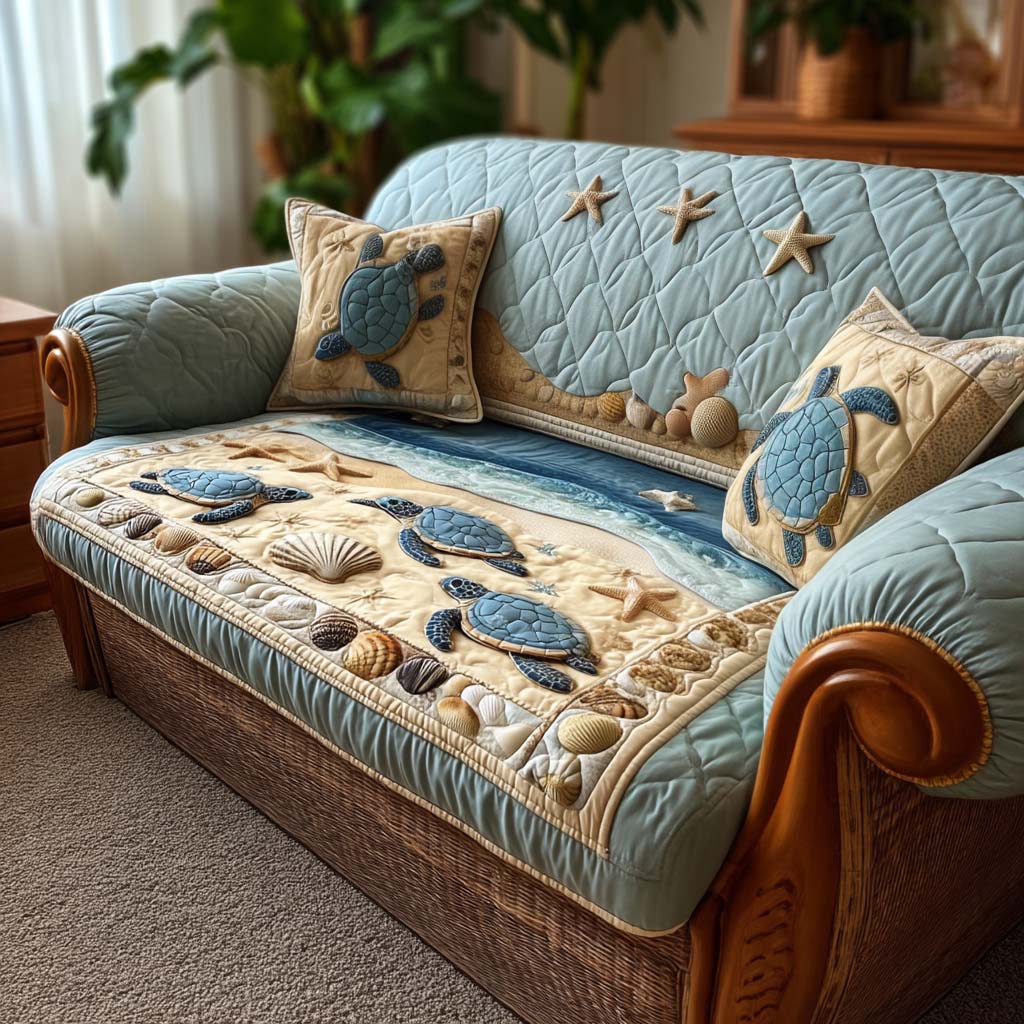Turtle Path Quilted Sofa Cover Sofa Protector Christmas Gifts For Turtle Lovers