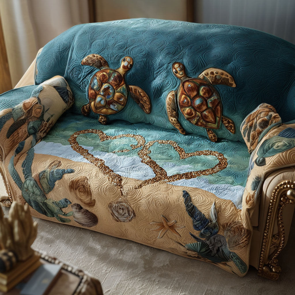 Turtle Sea Drift Quilted Sofa Cover Couch Cover Sea Turtle Themed Gifts