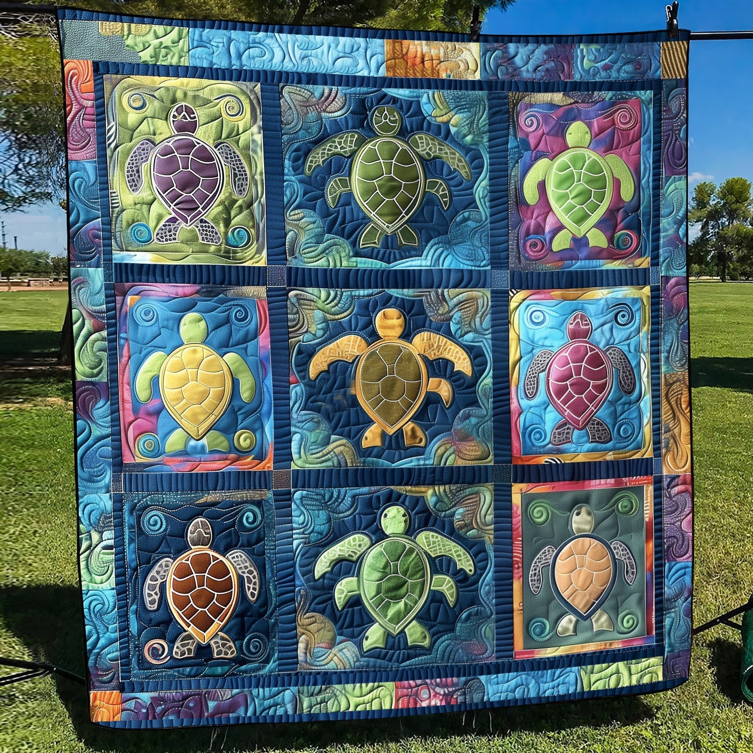 Turtle Serenity Quilted Blanket Boho Bedroom Furniture Turtle Gifts For Brothers