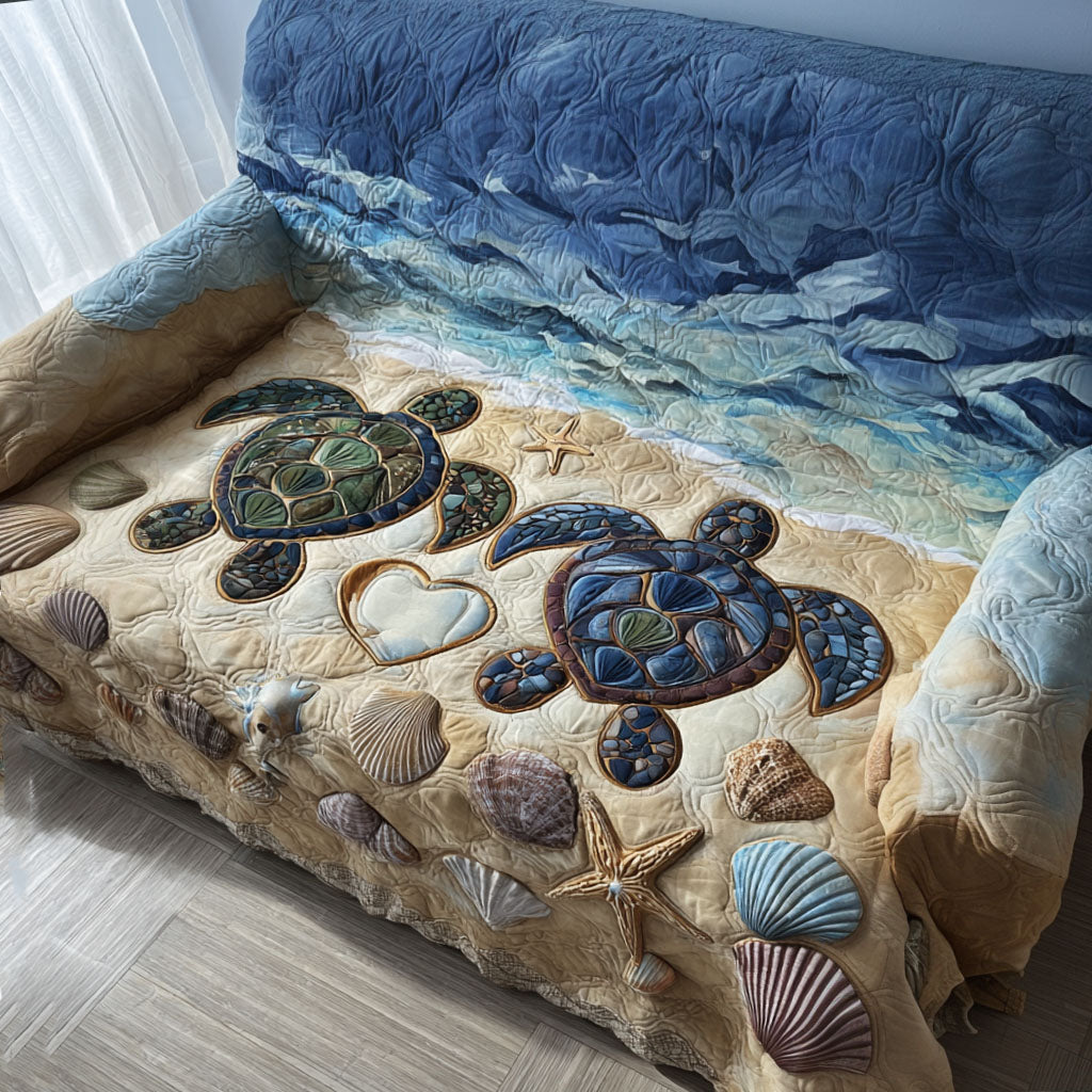 Turtle Shoreline Quilted Sofa Cover Sofa Chaise Cover Sea Turtle Gift Shop