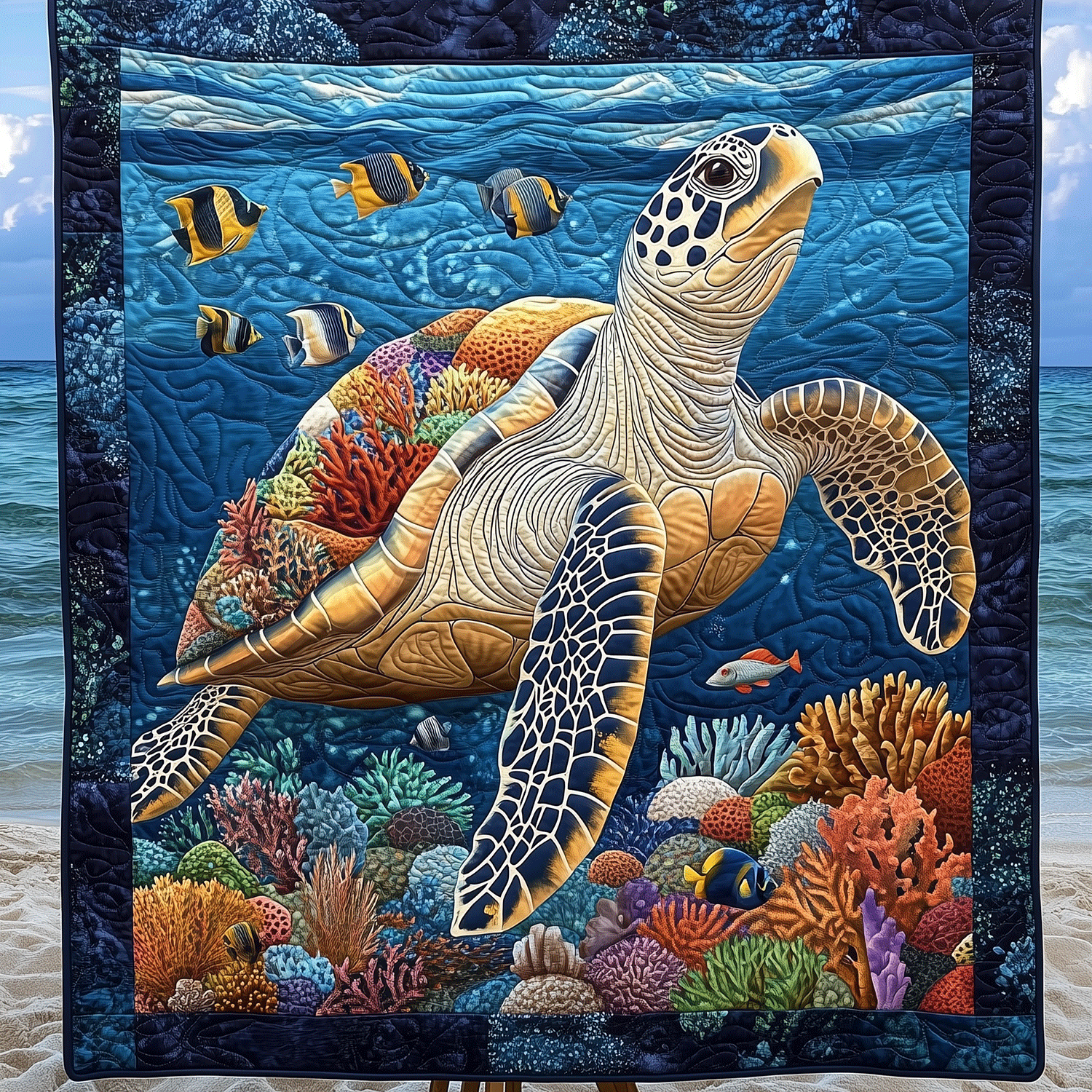 Turtle Tides Quilted Blanket Bed Bedding Set Sea Turtle Gift Ideas