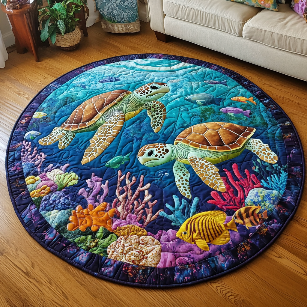 Turtle Tides Quilted Round Mat Entry Way Ideas Turtle Gifts For Father's Day