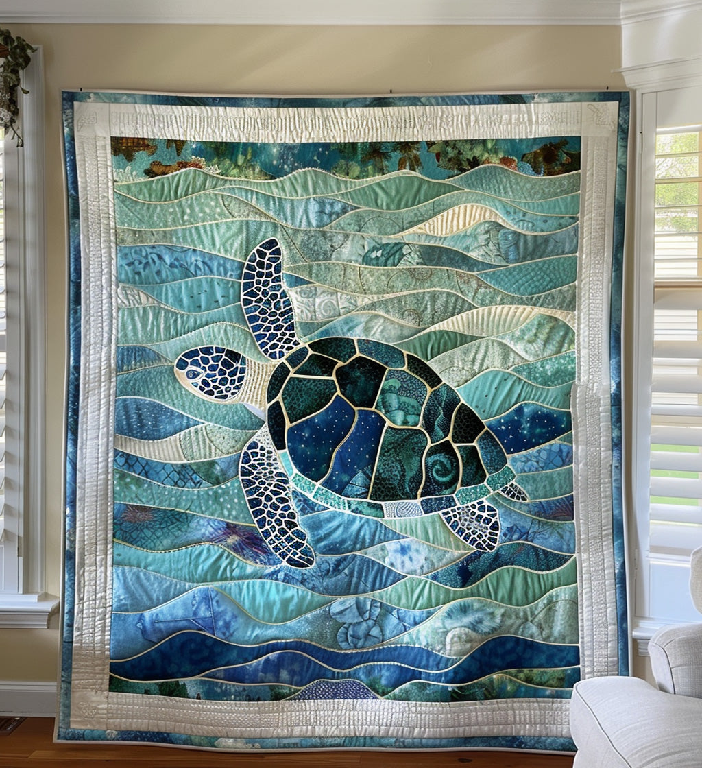 Turtle Tranquility Quilted Blanket Bed Decorations Gift Ideas For Sea Turtle Lovers