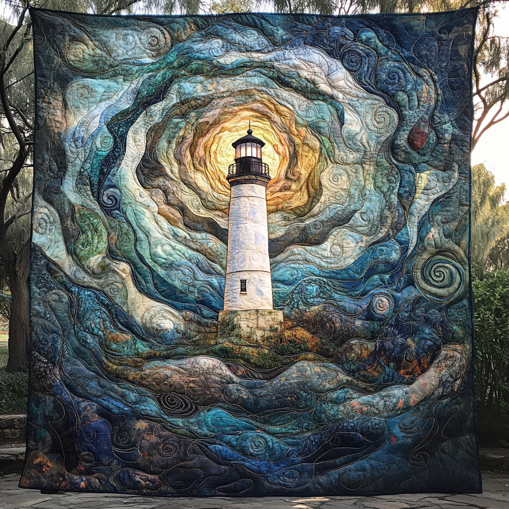 Twilight Beacon Quilted Blanket Best Bedspread Set Presents For Beach Lovers
