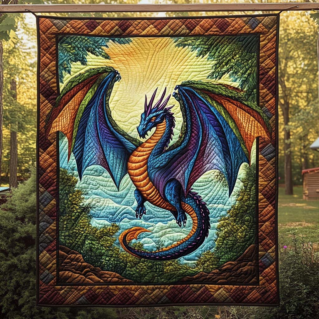 Twilight Blaze Quilted Blanket Bedsheet Comforter Set Great Dragon Lover Gifts