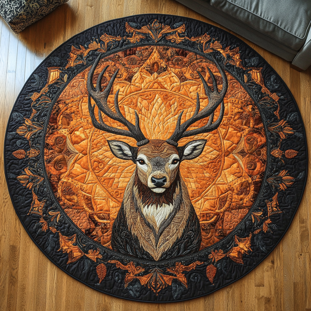 Twilight Buck Quilted Round Mat Christmas Entryway Decor Gifts For Farmer