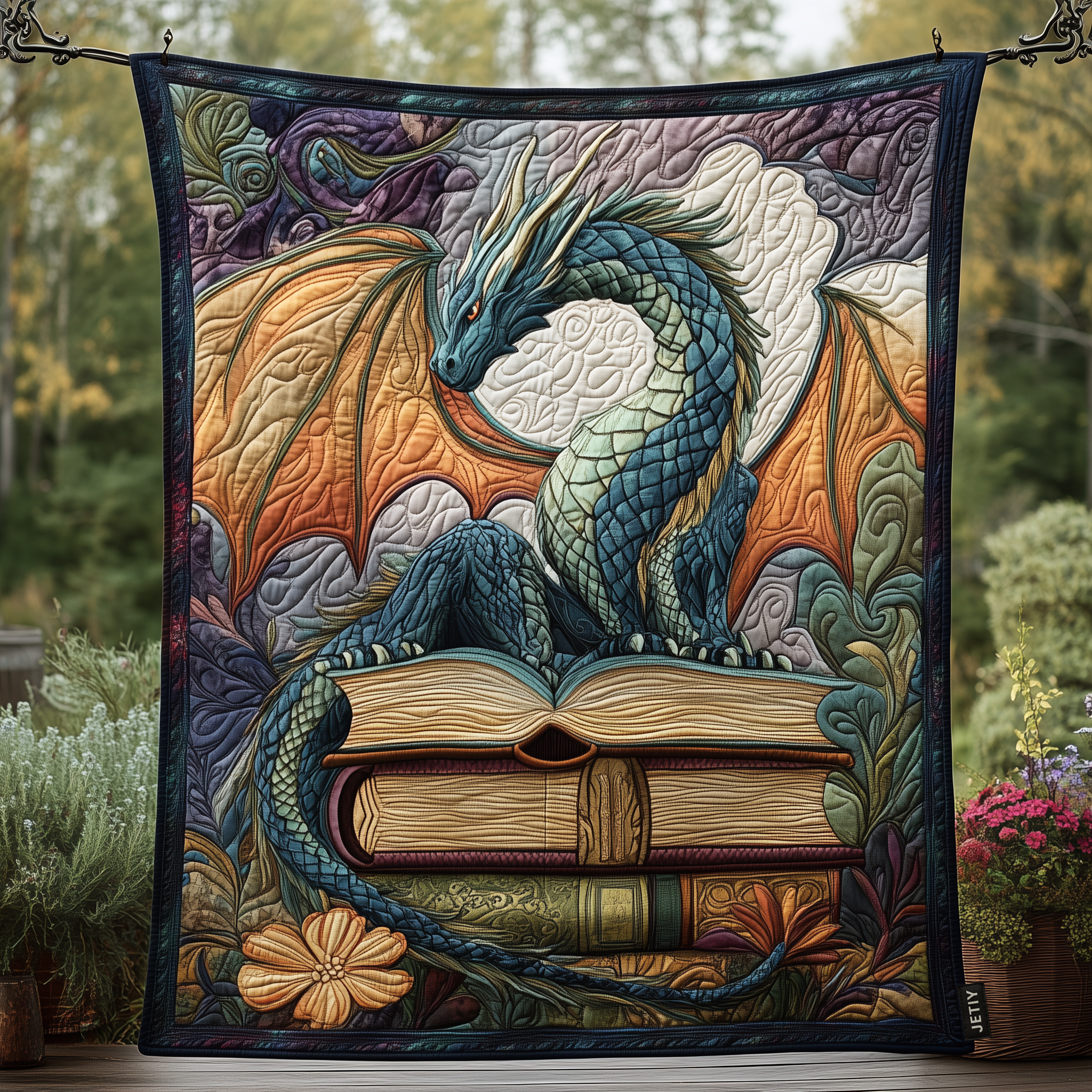 Twilight Guardian Quilted Blanket Aesthetic Room Decor Gift For Dragon Lover