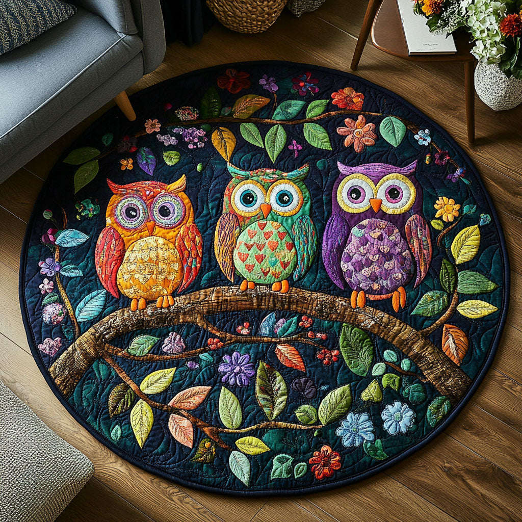 Twilight Quilted Round Mat Entryway Decor Blanket With Sunflowers