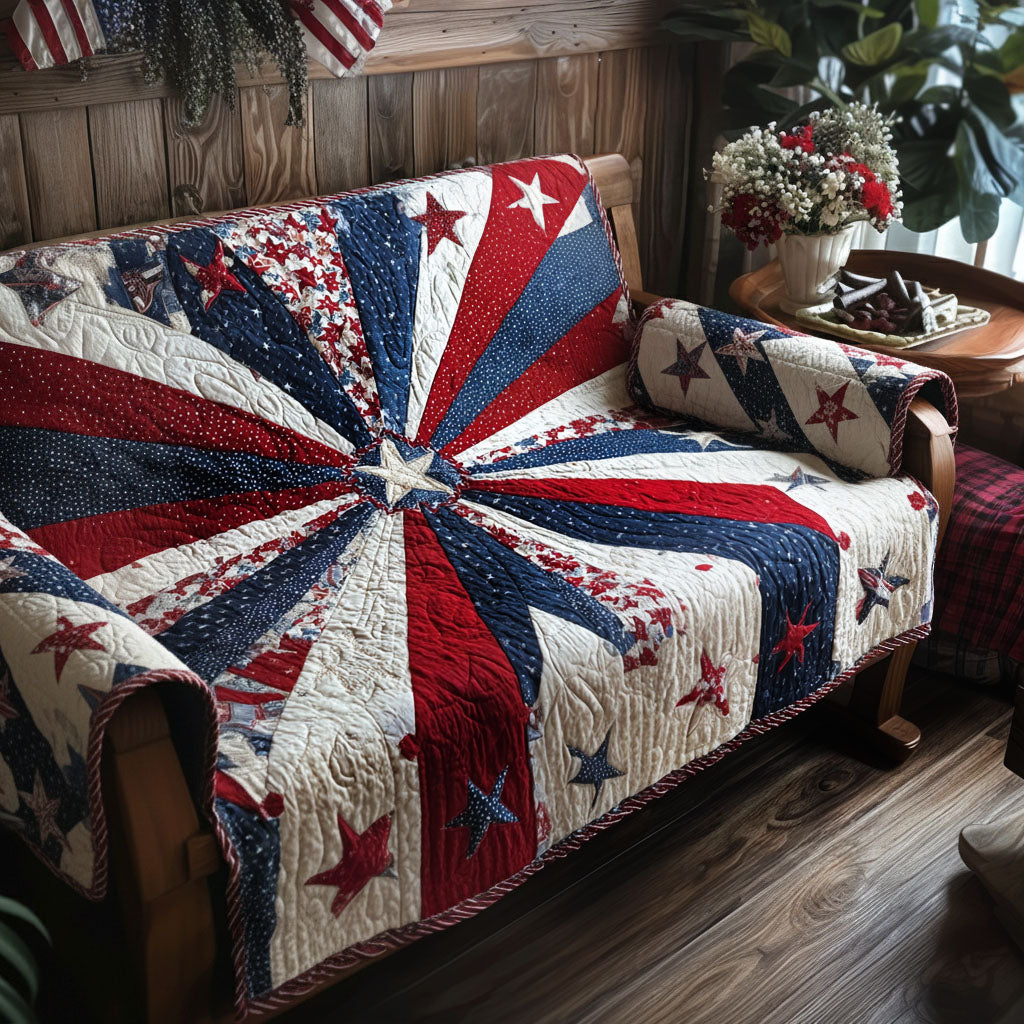 Union Star Bloom Quilted Sofa Cover Best Slipcovers Patriotic Fathers Day Gifts