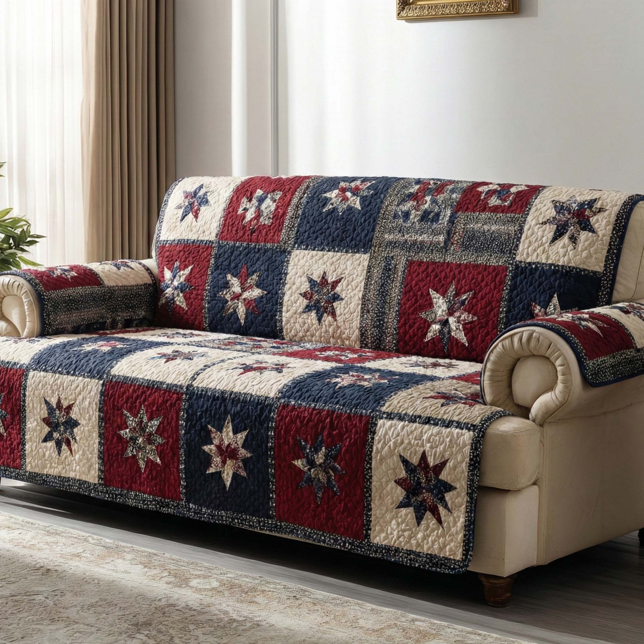 Union Stars Quilted Sofa Cover Couch Cushion Covers Gift Delivery Texas