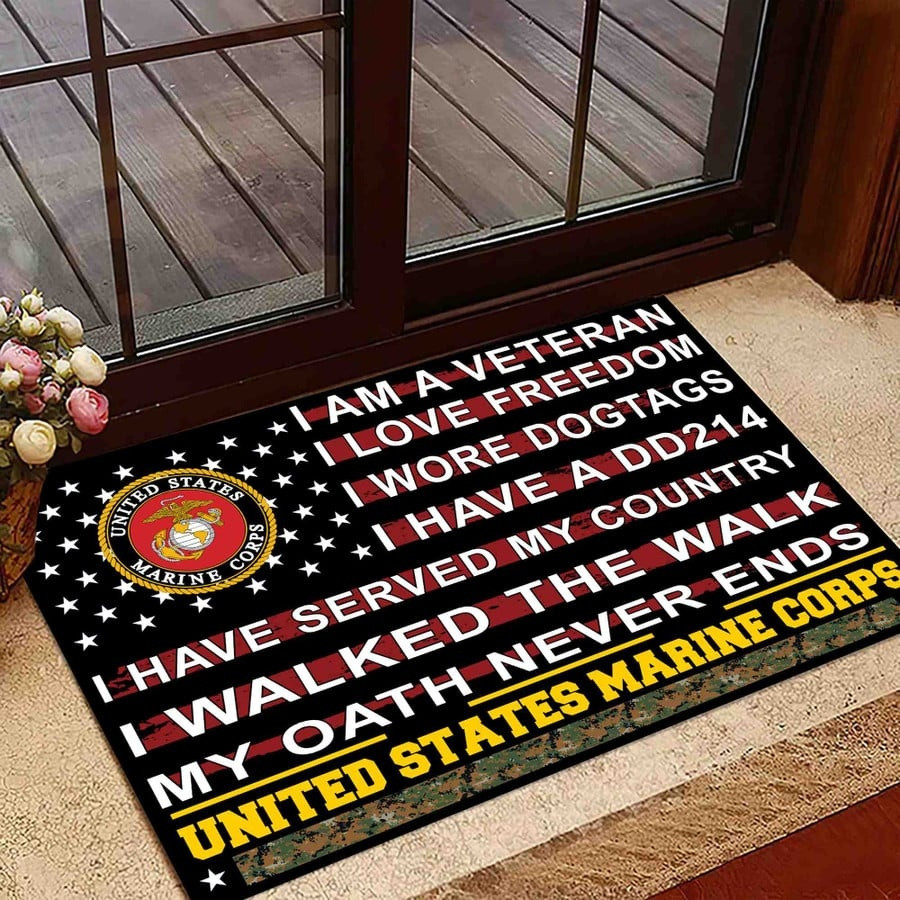 United States Marine Corps Veteran Doormat Welcome Mat Best Veteran Day Gifts