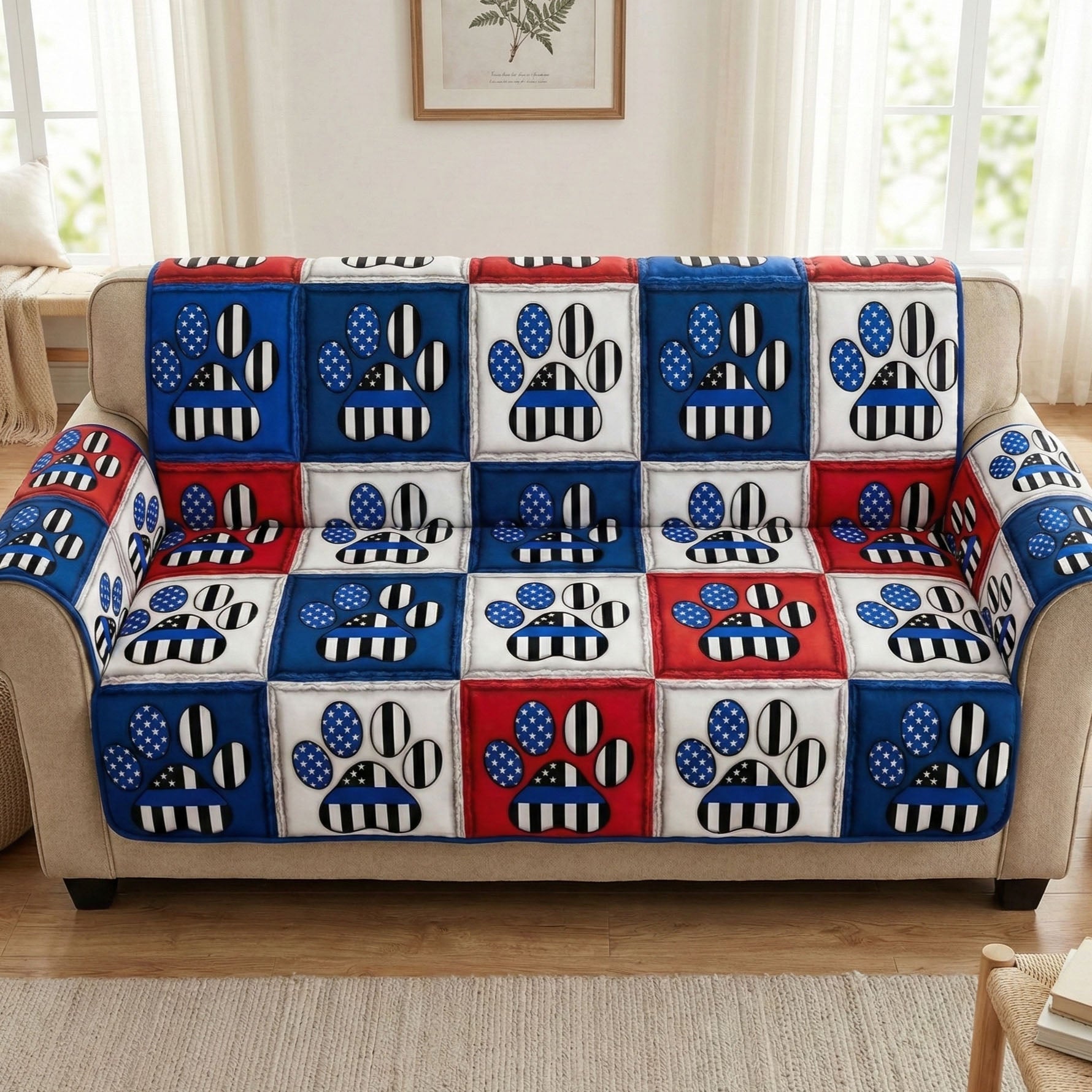Unity Paws Quilted Sofa Cover Large Couch Cover Fourth Of July Gift Ideas