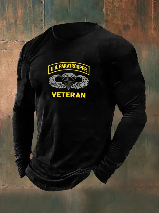 US Paratrooper Veteran Long Sleeve Shirt Army Military Clothing Father's Day Gifts For Veteran