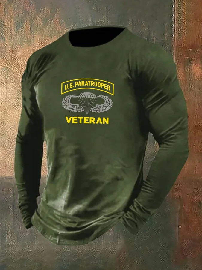 US Paratrooper Veteran Long Sleeve Shirt Army Military Clothing Father's Day Gifts For Veteran - Image 2