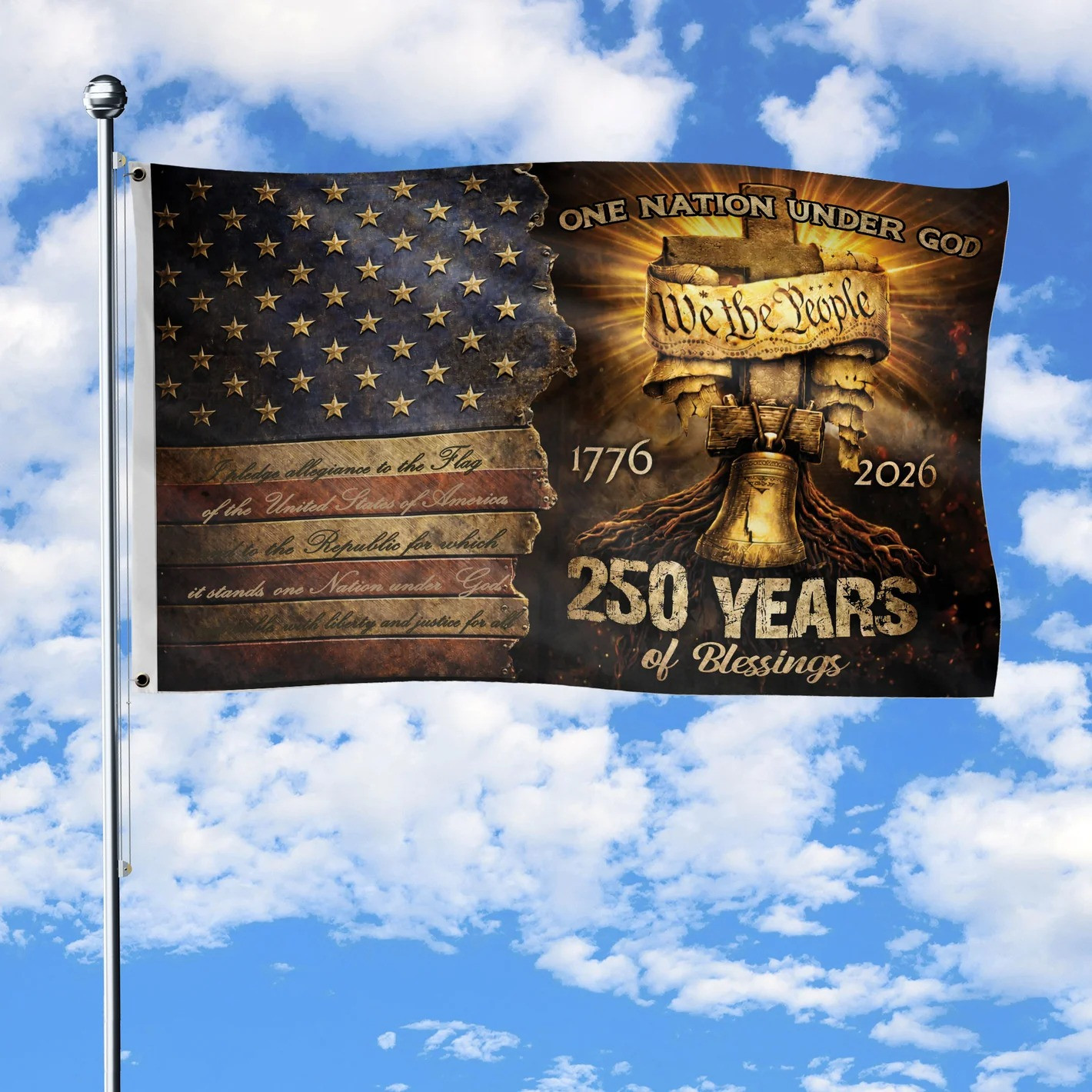 USA 250 Years Of Blessings Flag Fourth Of July Outdoor Decorations Gift For Patriots