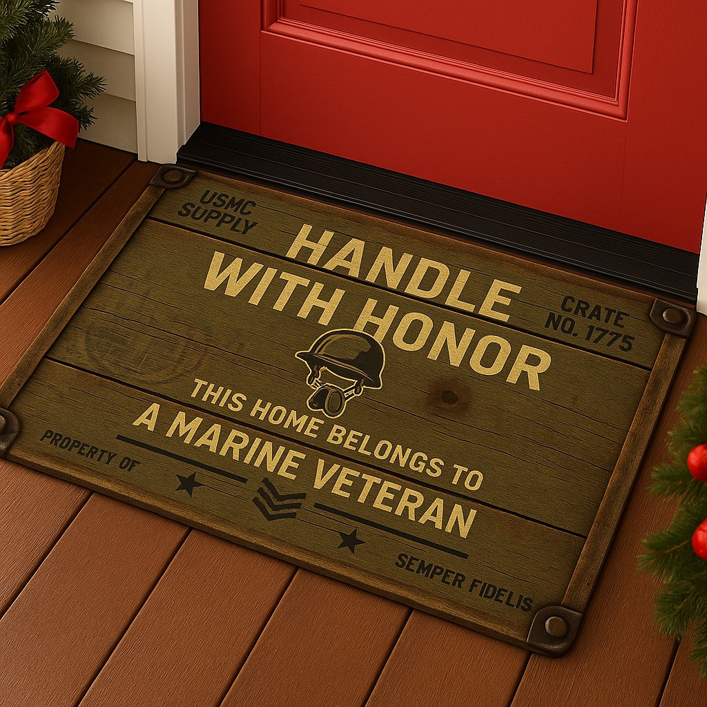 USMC Doormat This Home Belongs To A Marine Veteran Welcome Mat Gifts For Veterans